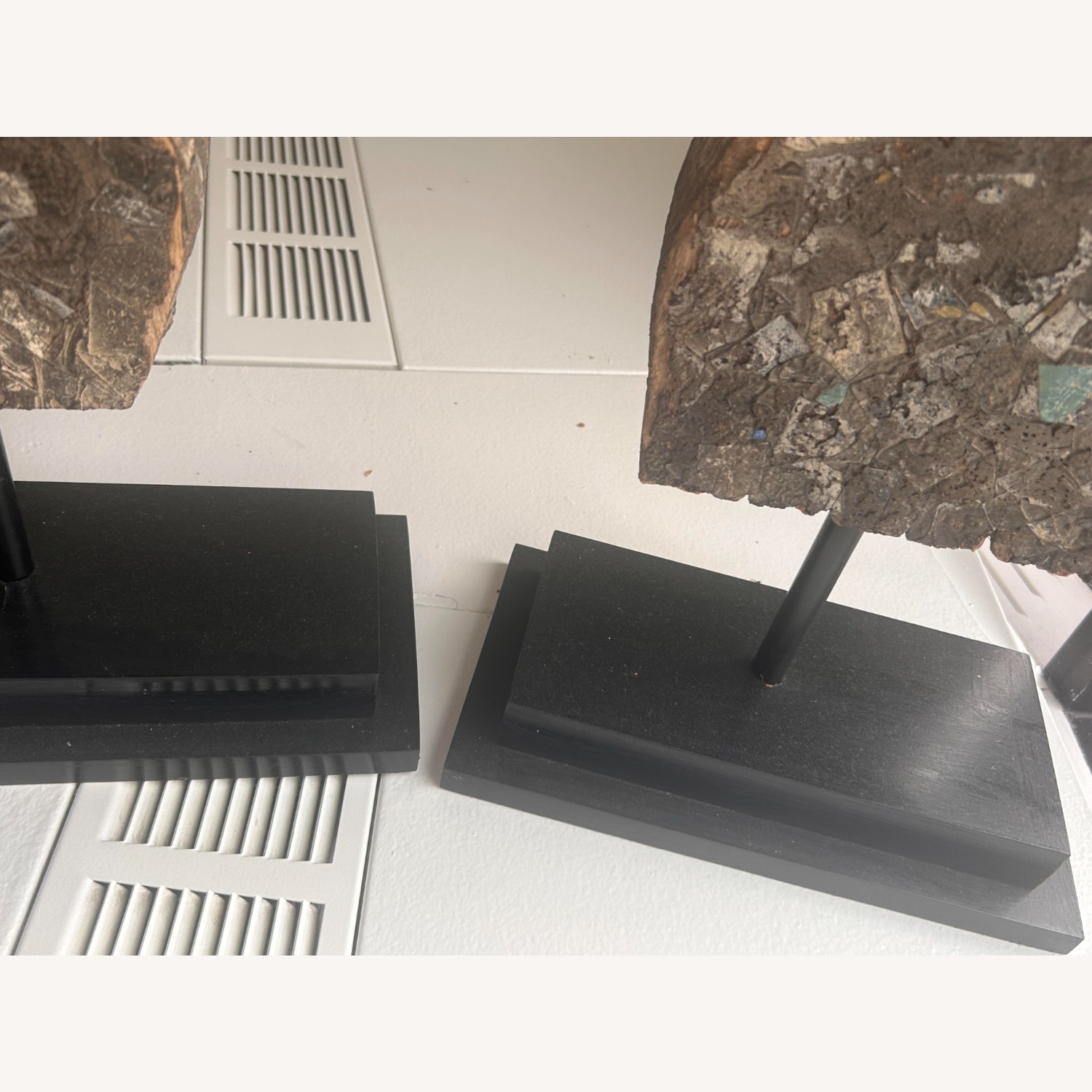 Vintage Thai Acacia Wood/ Stone Carved Angel Wings - image-5