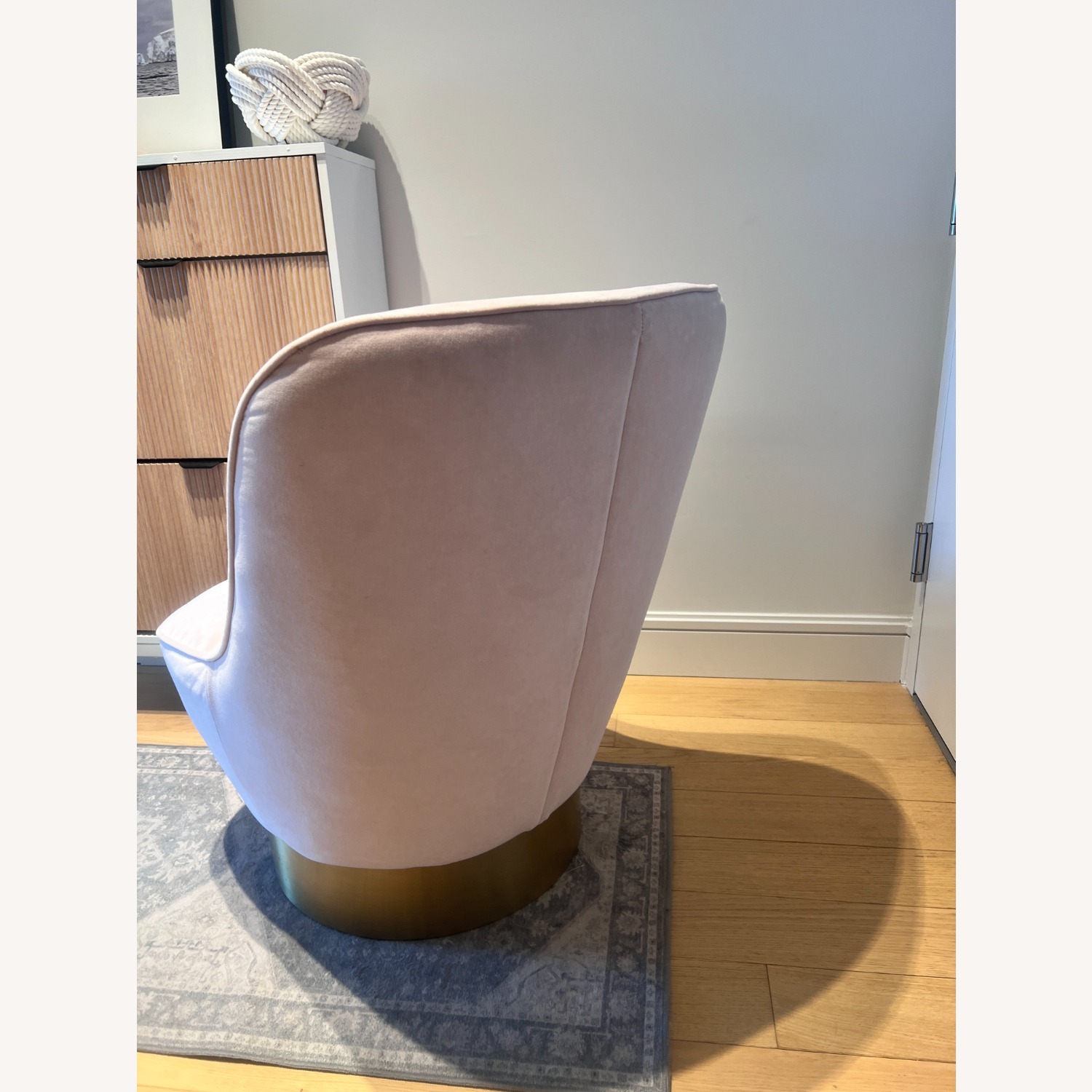 CB2 Pink Suede Accent Chair - image-2