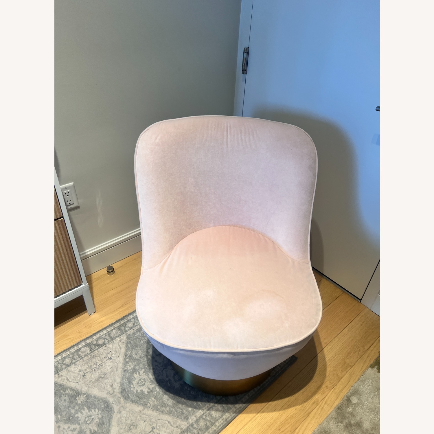 CB2 Pink Suede Accent Chair - image-3