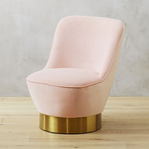 Used CB2 Pink Suede Accent Chair for sale on AptDeco