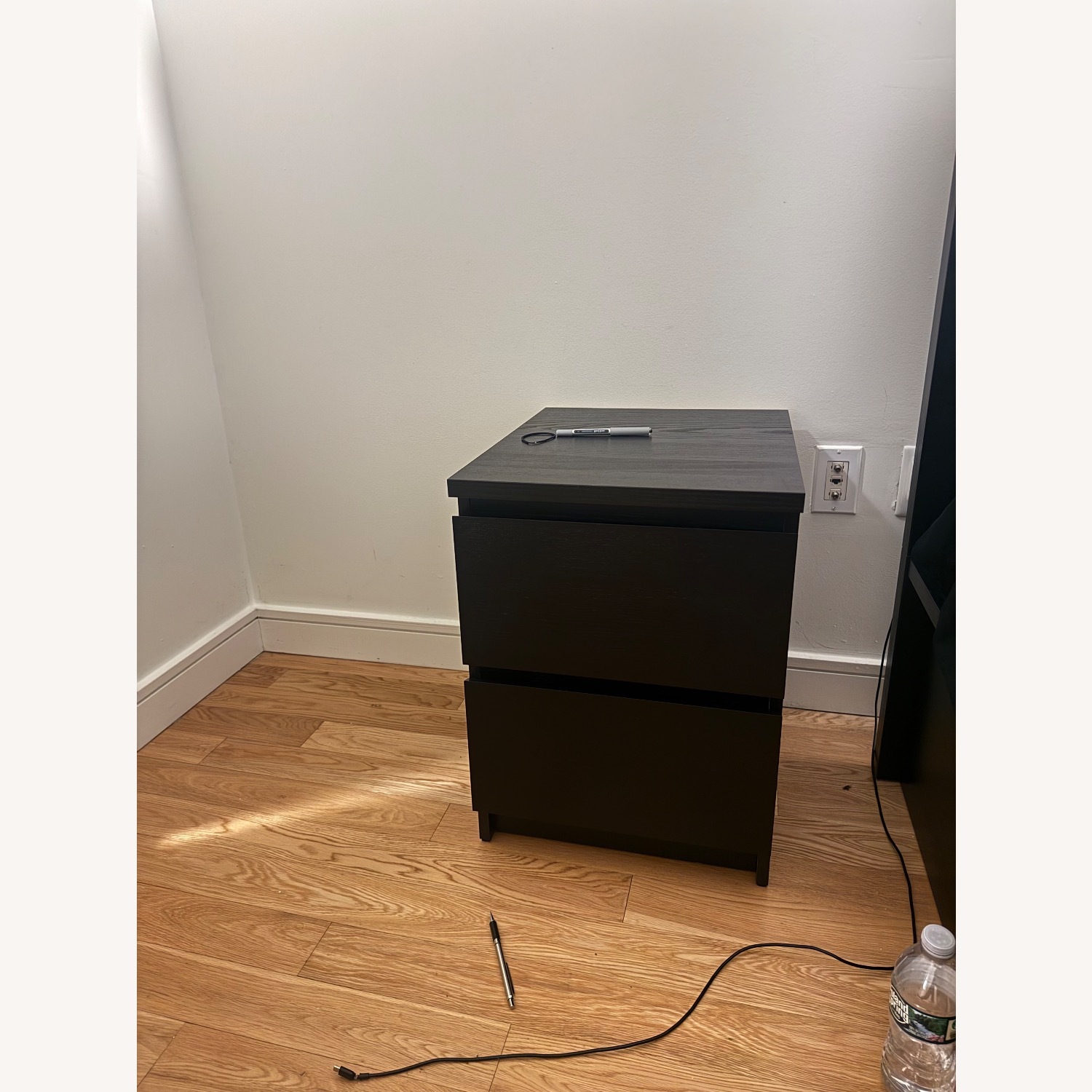 IKEA MALM Black Nightstand - image-1