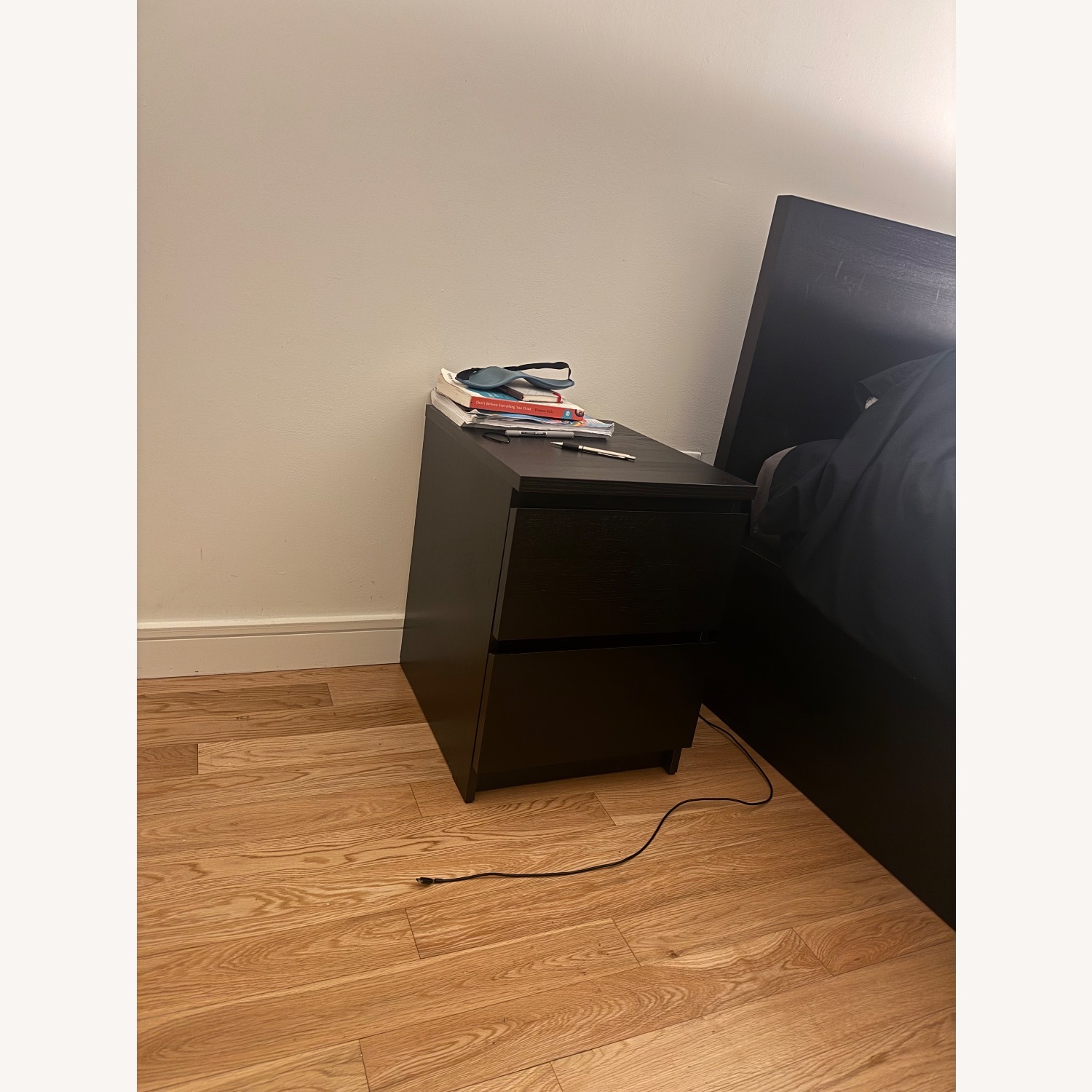 IKEA MALM Black Nightstand - image-3
