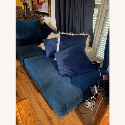 Used K&B furniture Green Suede 2 Piece Sectional for sale on AptDeco