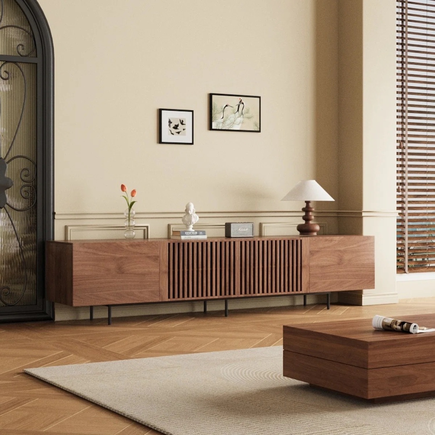 Dark Brown Media Storage TV Coffee Table  - image-7