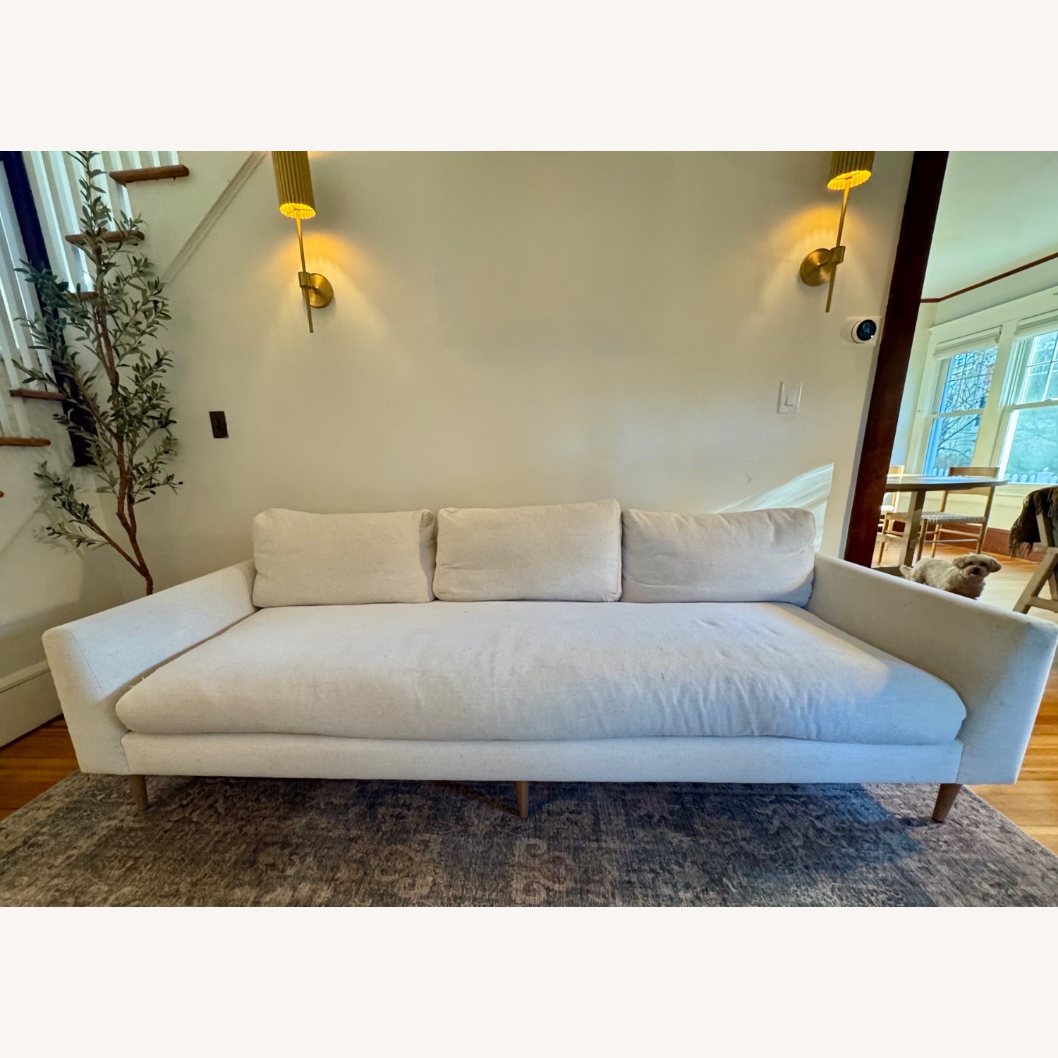 McGee and Co White Fabric 3+ Seater Sofa - image-1