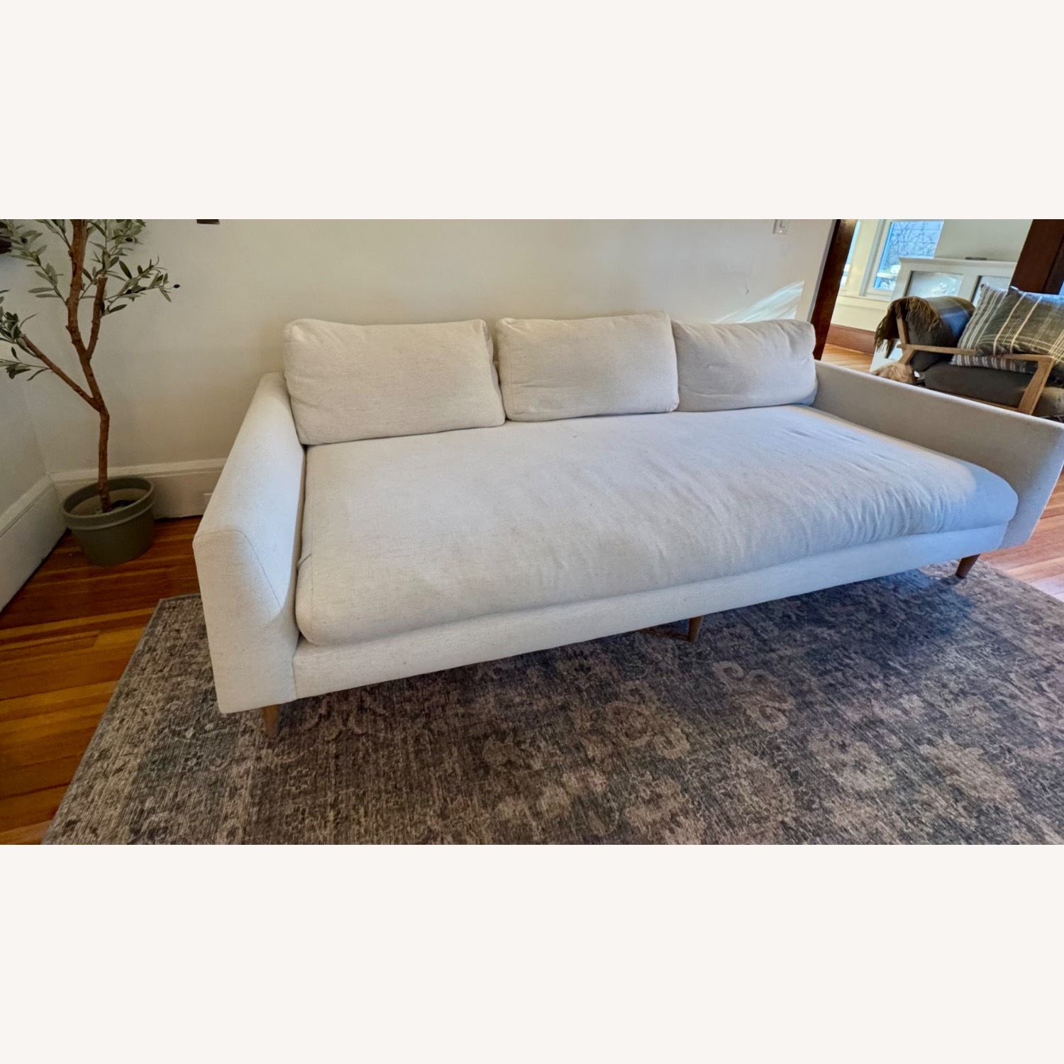 McGee and Co White Fabric 3+ Seater Sofa - image-3