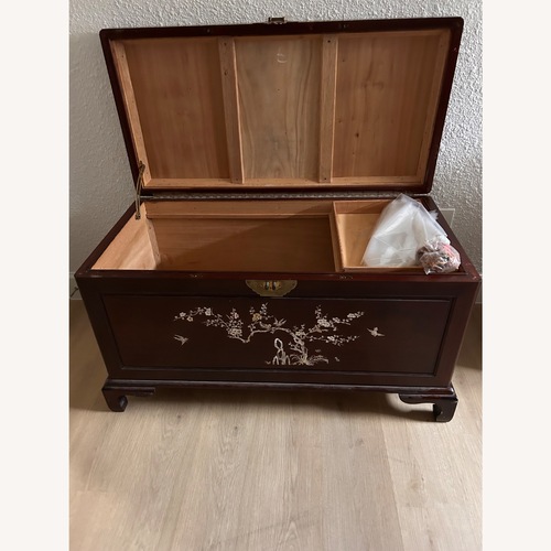 Used Oriental Furnishings Dark Brown Wood Chest for sale on AptDeco