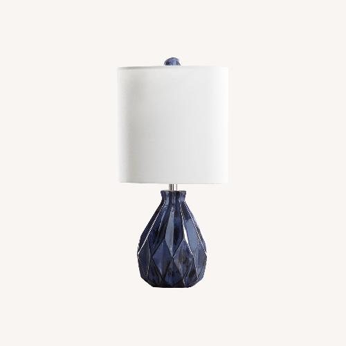 Used Crate & Barrel Origami Blue Ceramic Table Lamp for sale on AptDeco