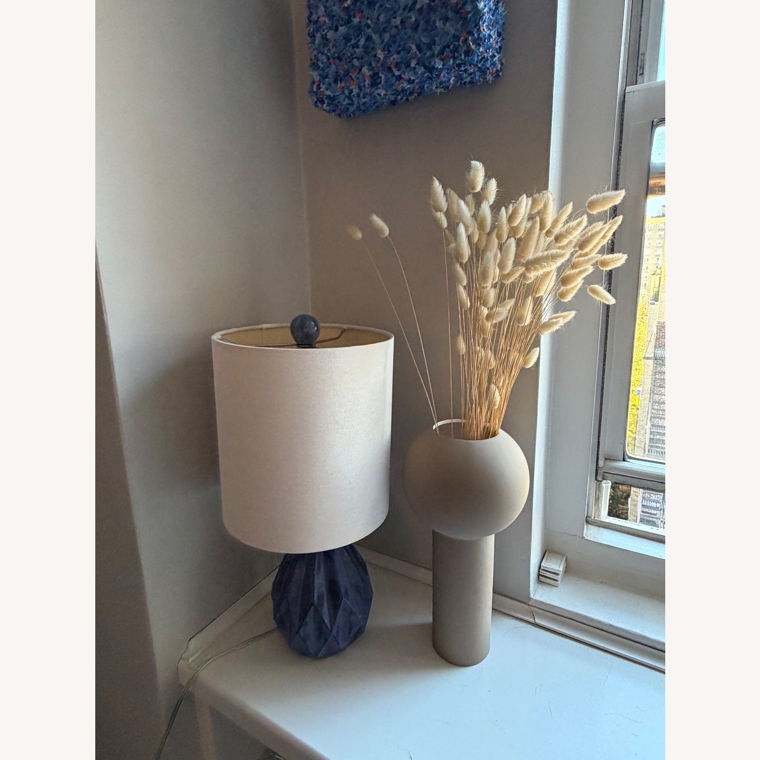 Crate & Barrel Origami Blue Ceramic Table Lamp - image-3