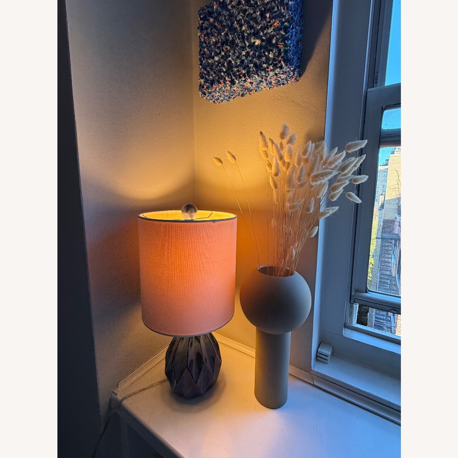 Crate & Barrel Origami Blue Ceramic Table Lamp - image-2