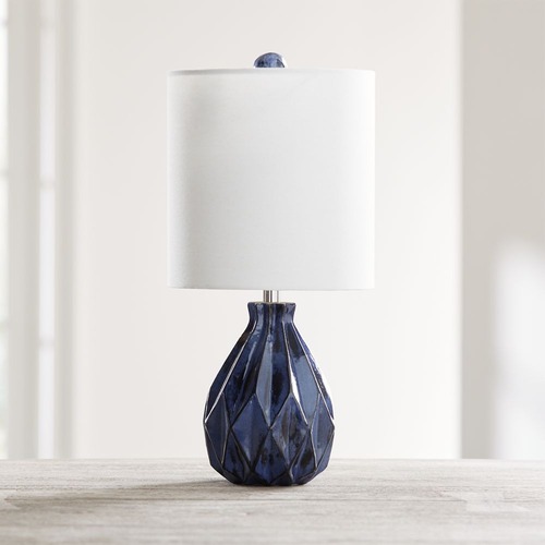 Used Crate & Barrel Origami Blue Ceramic Table Lamp for sale on AptDeco