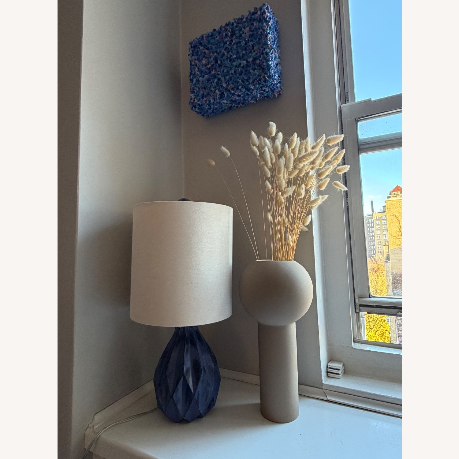 Crate & Barrel Origami Blue Ceramic Table Lamp - image-4