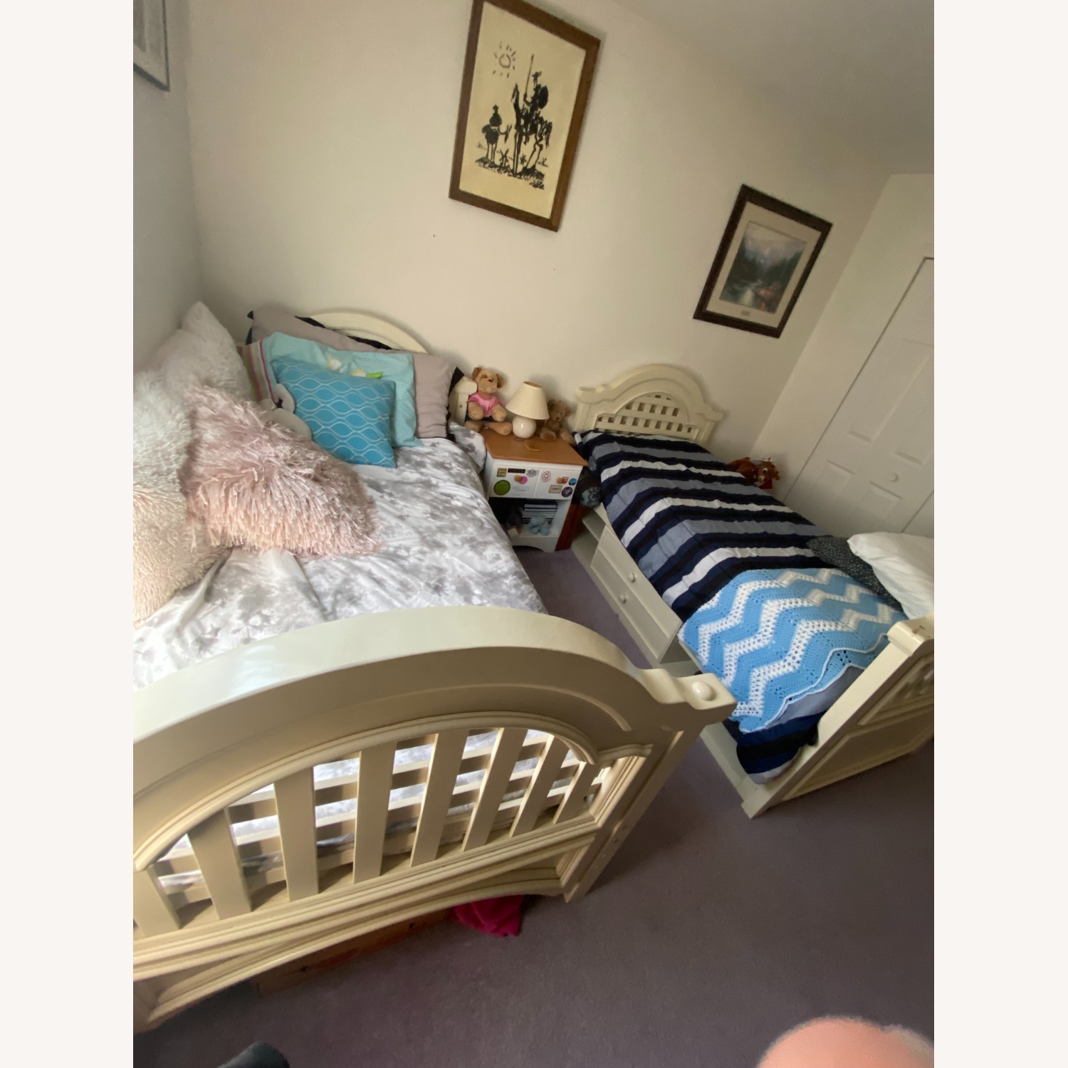 White Wood Bunk Bed - image-1