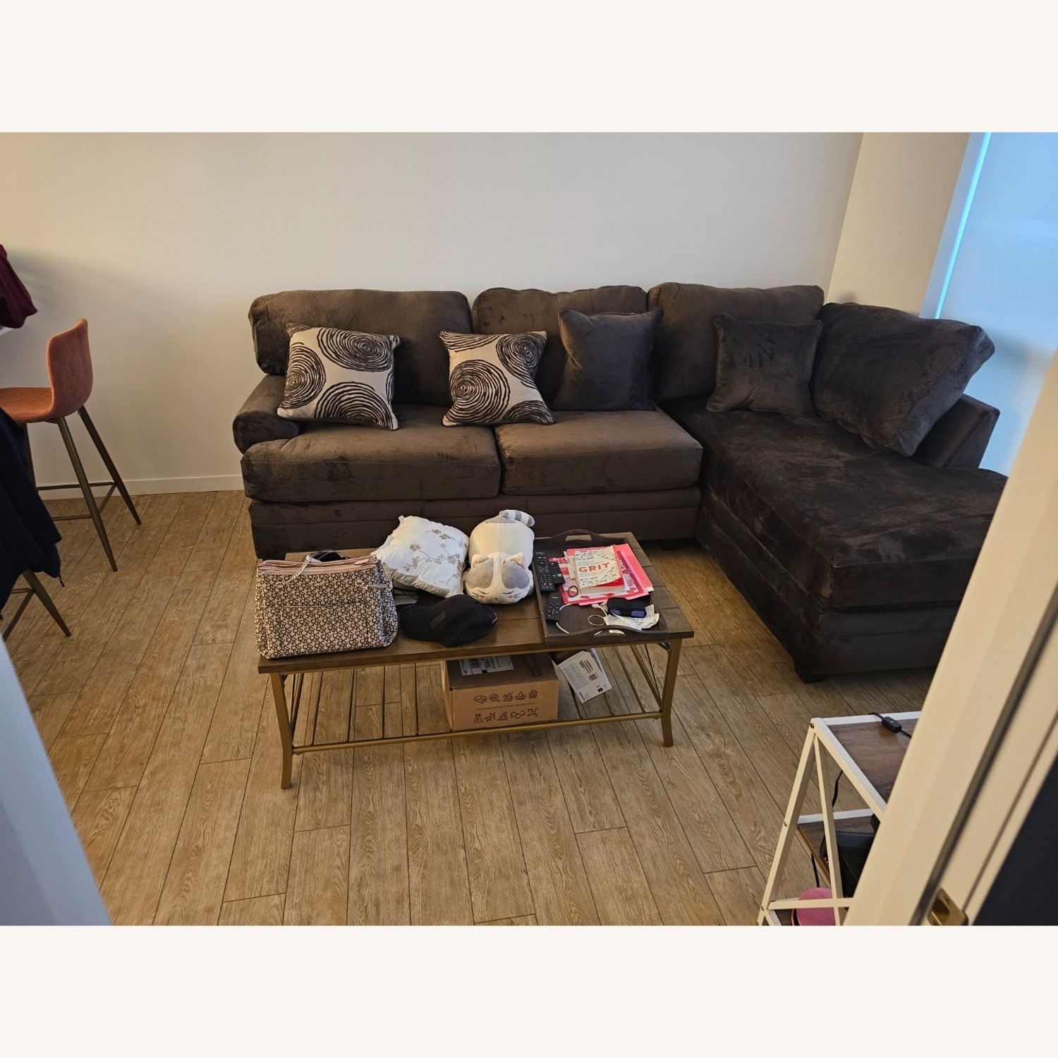 Brown Soft/Velvet 2 Piece Sectional  - image-3