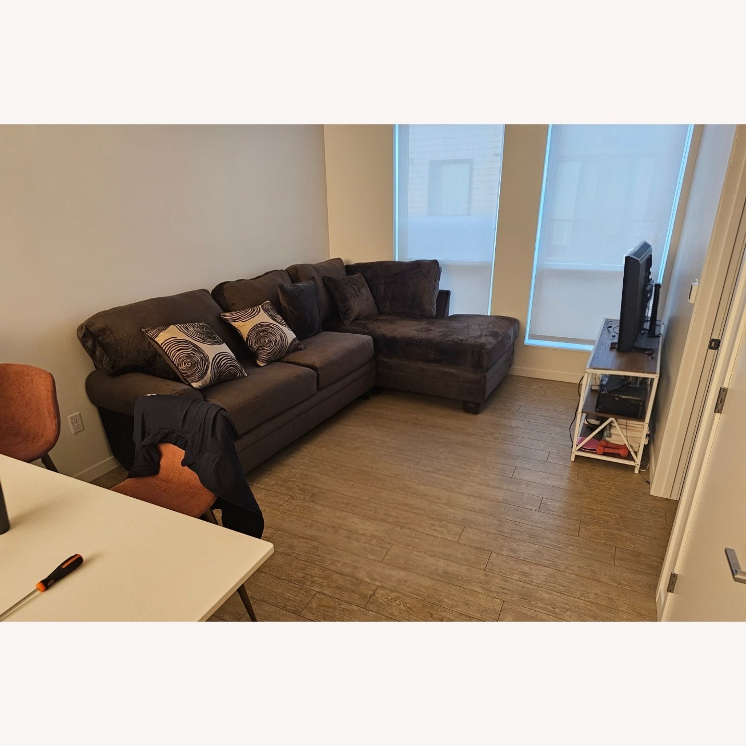 Brown Soft/Velvet 2 Piece Sectional  - image-1