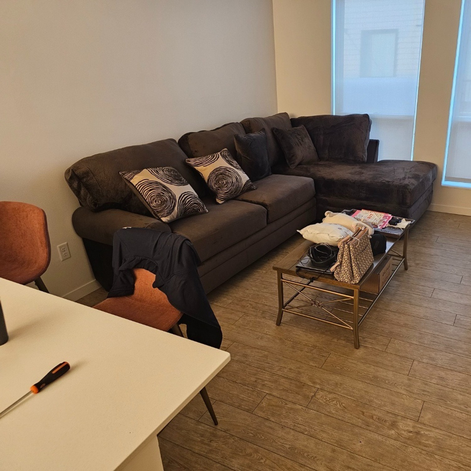 Brown Soft/Velvet 2 Piece Sectional  - image-4