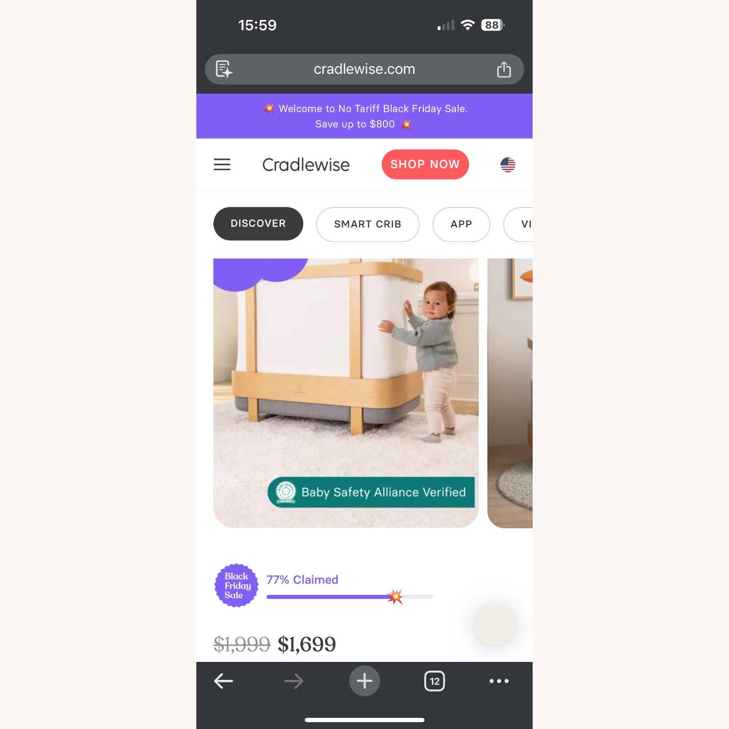 Natural Wood Crib - image-1