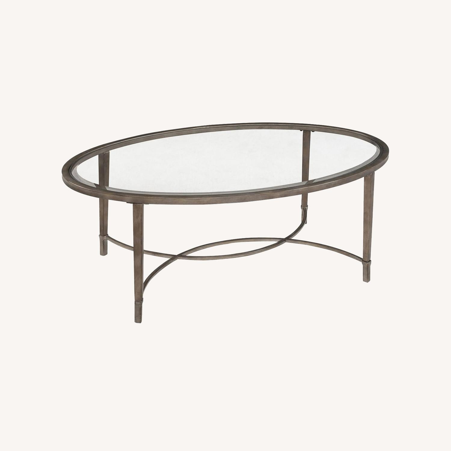 Raymour & Flanigan Copia Oval Glass Coffee Table - image-0