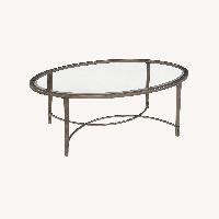 Raymour & Flanigan Copia Oval Glass Coffee Table