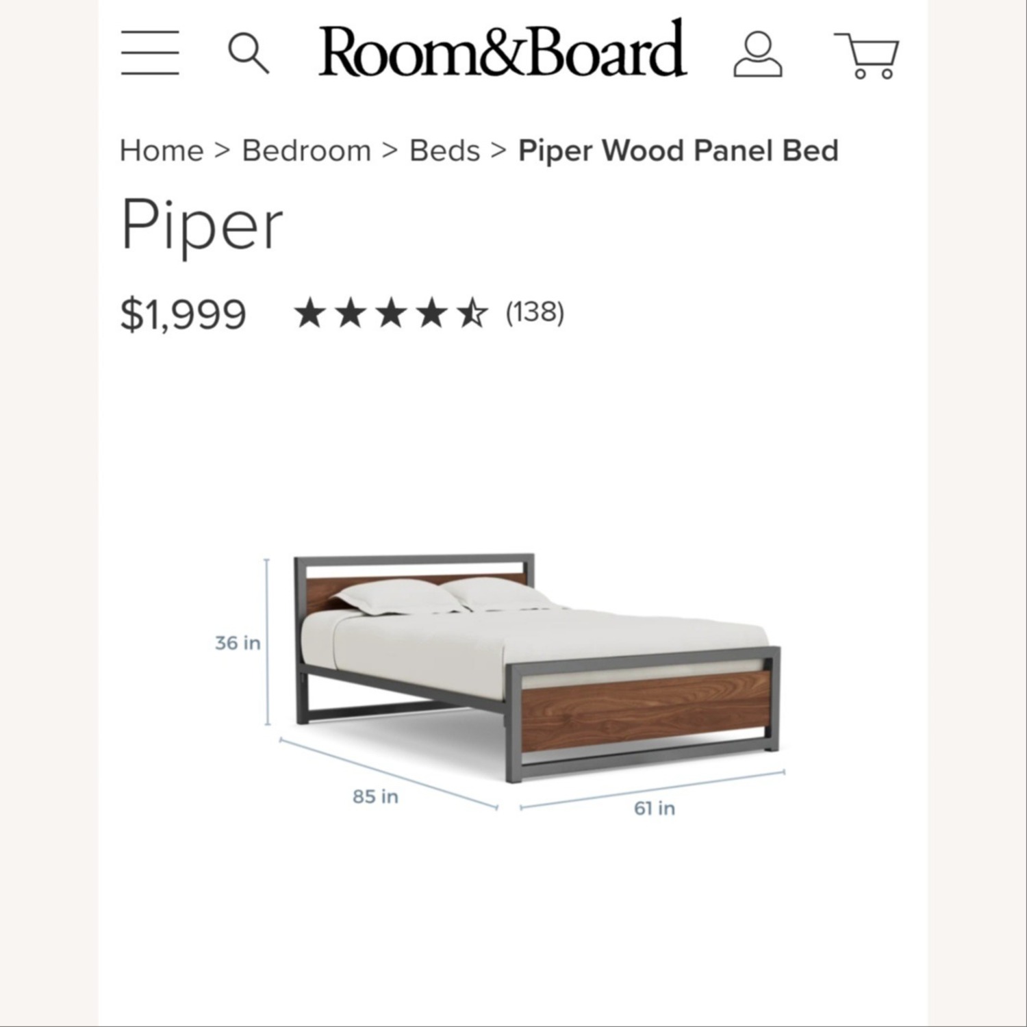 Room and Board Piper Queen Bed Frame - image-3