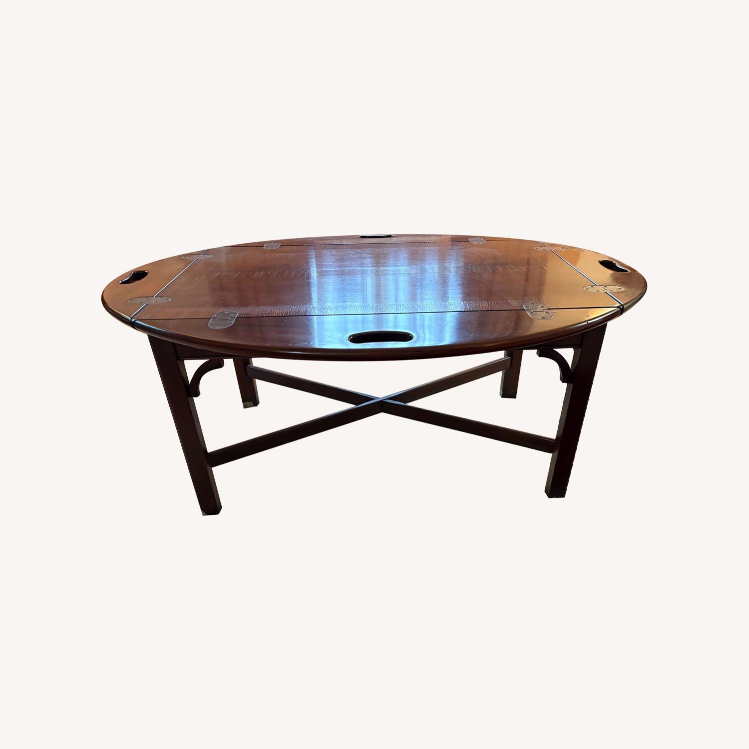 Vintage/Antique Dark Brown Wood Coffee Table - image-0