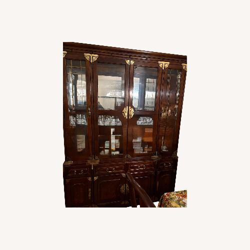 Used Dark Wood China Cabinet with Brass Hardware for sale on AptDeco