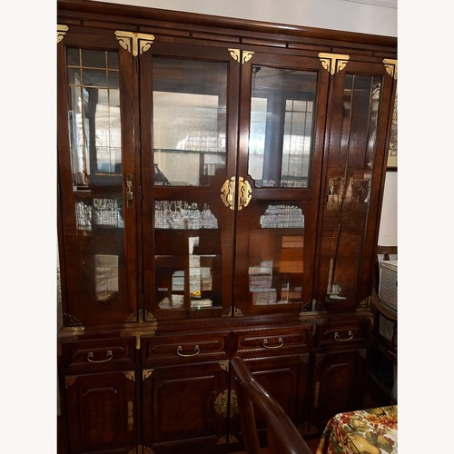Used Dark Wood China Cabinet with Brass Hardware for sale on AptDeco