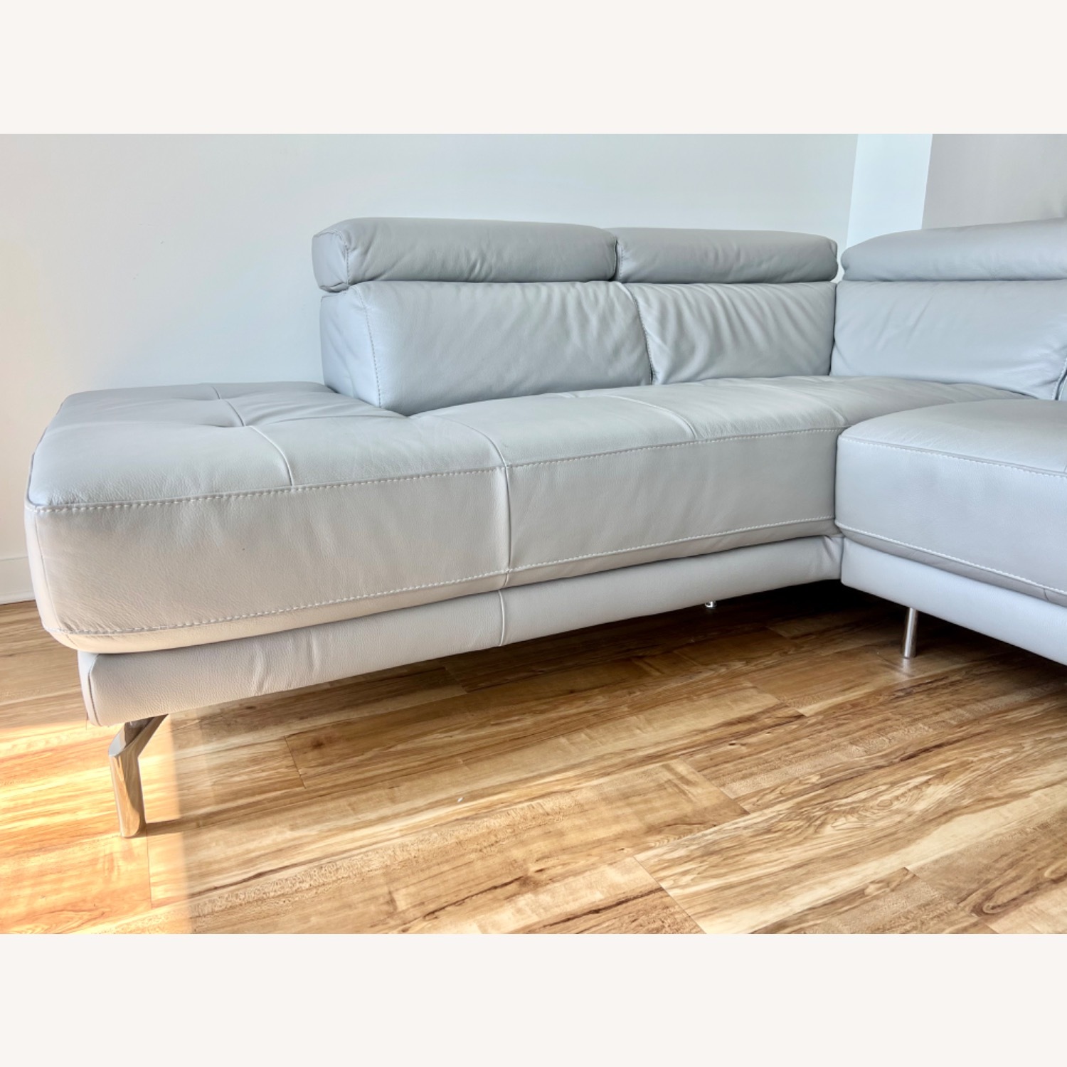 Natuzzi Light Gray Leather 2 Piece Sectional - image-12