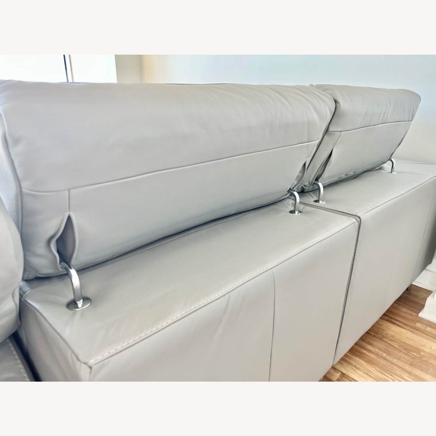Natuzzi Light Gray Leather 2 Piece Sectional - image-18