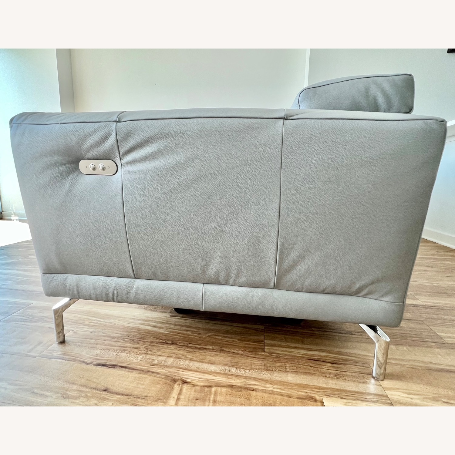Natuzzi Light Gray Leather 2 Piece Sectional - image-3