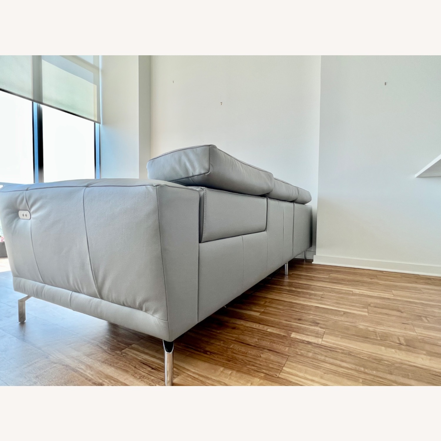 Natuzzi Light Gray Leather 2 Piece Sectional - image-2