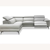 Natuzzi Light Gray Leather 2 Piece Sectional