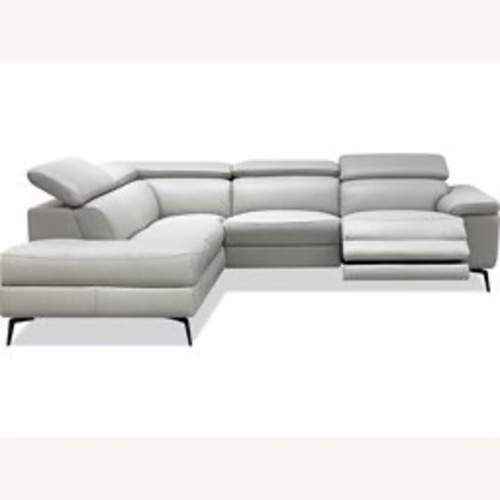 Used Natuzzi Light Gray Leather 2 Piece Sectional for sale on AptDeco