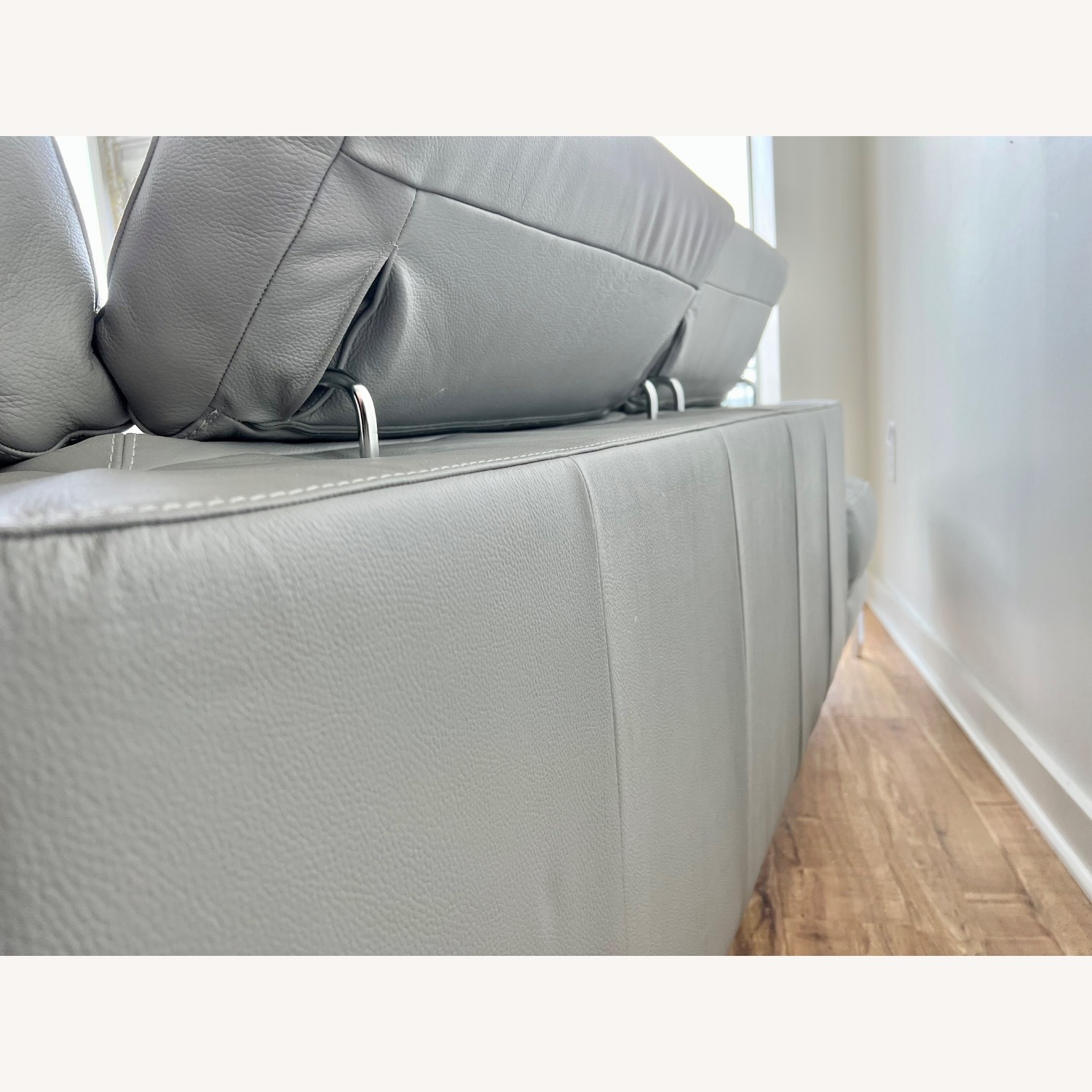 Natuzzi Light Gray Leather 2 Piece Sectional - image-5