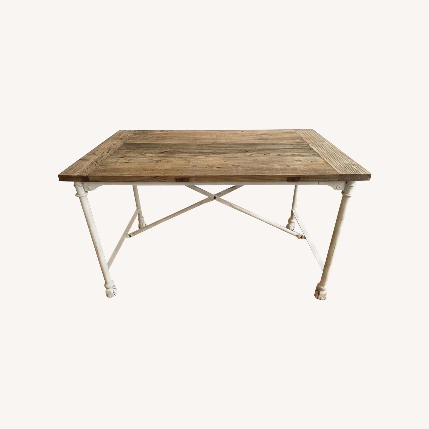 Industrial Light Brown Wood Desk with Metal Legs - image-0
