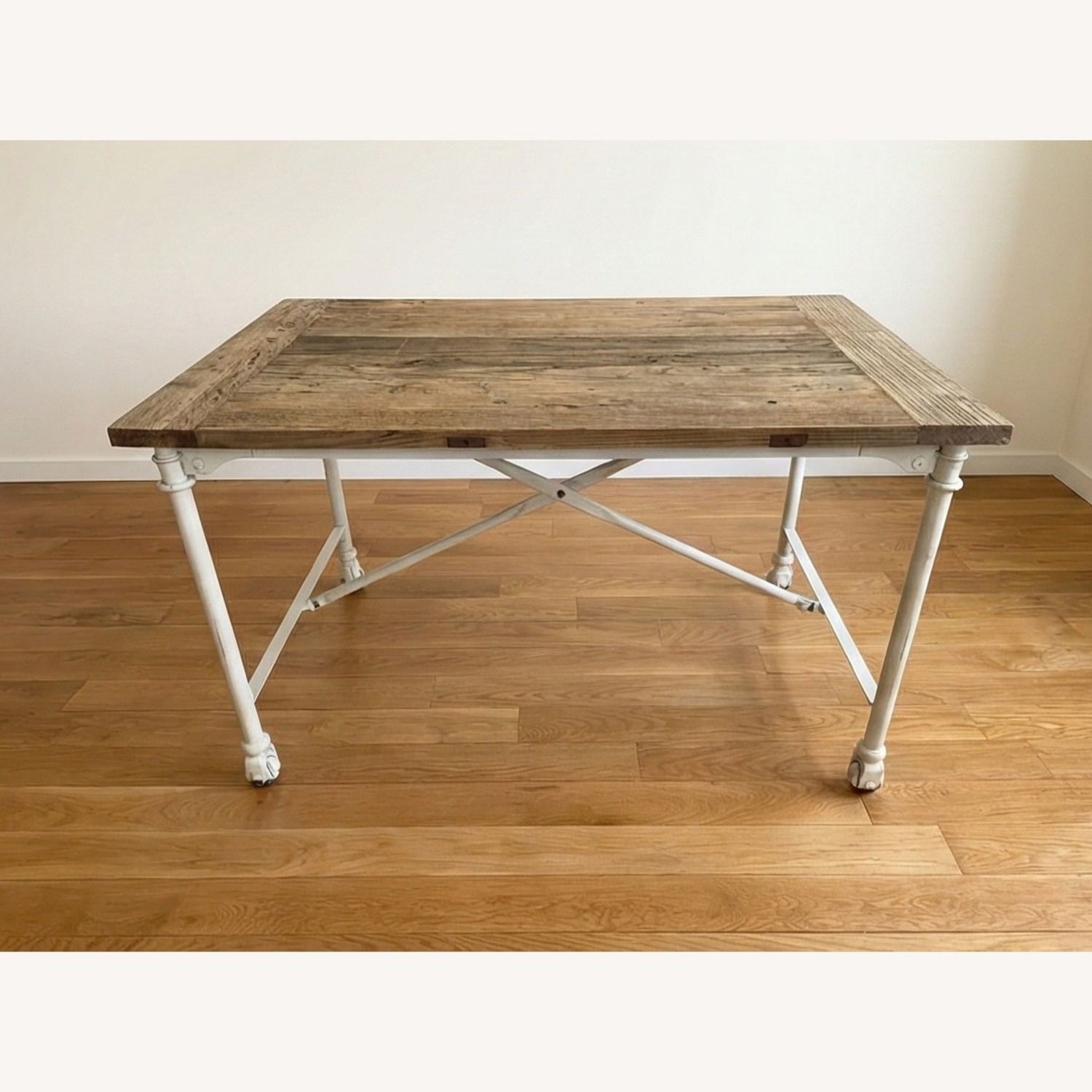 Industrial Light Brown Wood Desk with Metal Legs - image-2