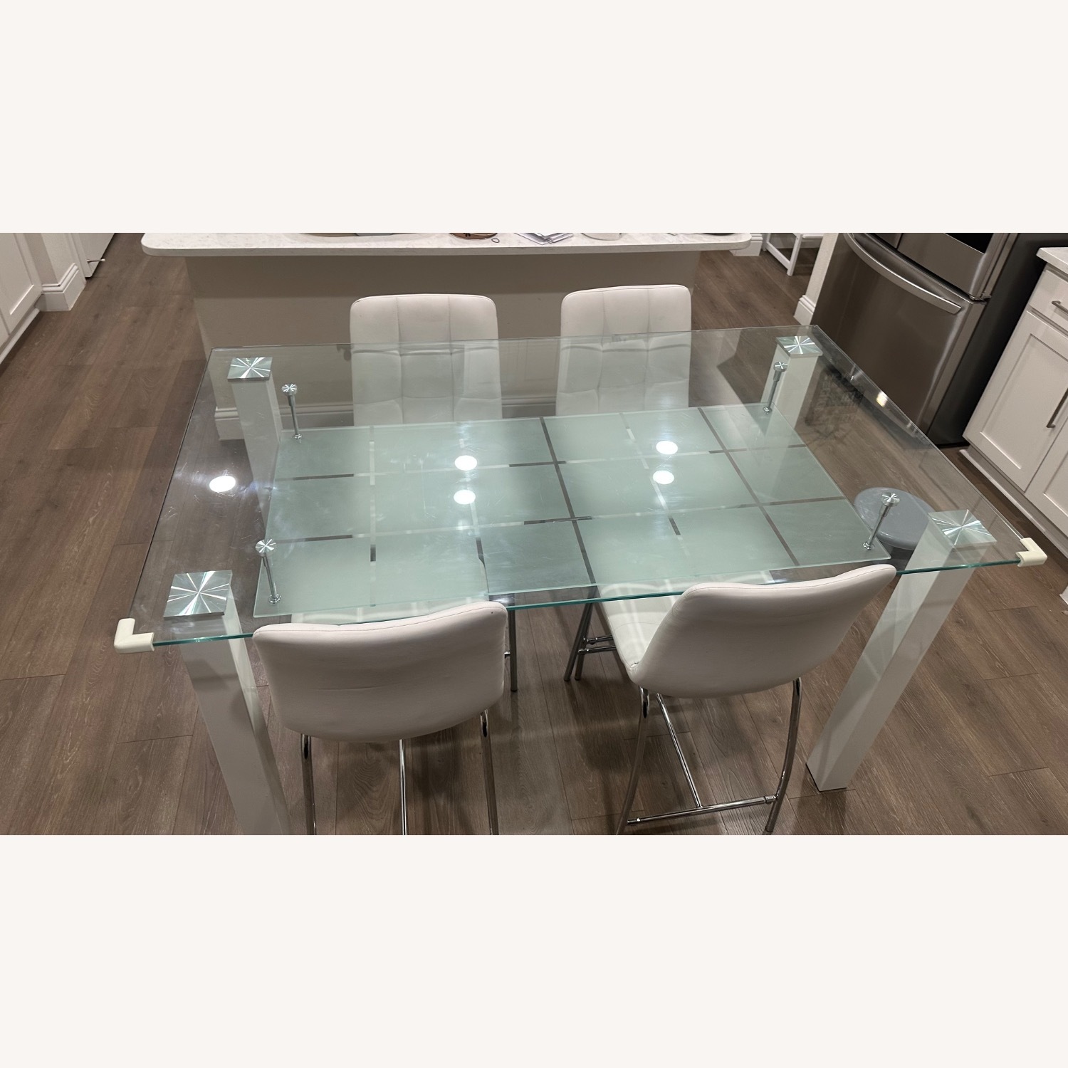 Counter Height White Glass Dining Table - image-6