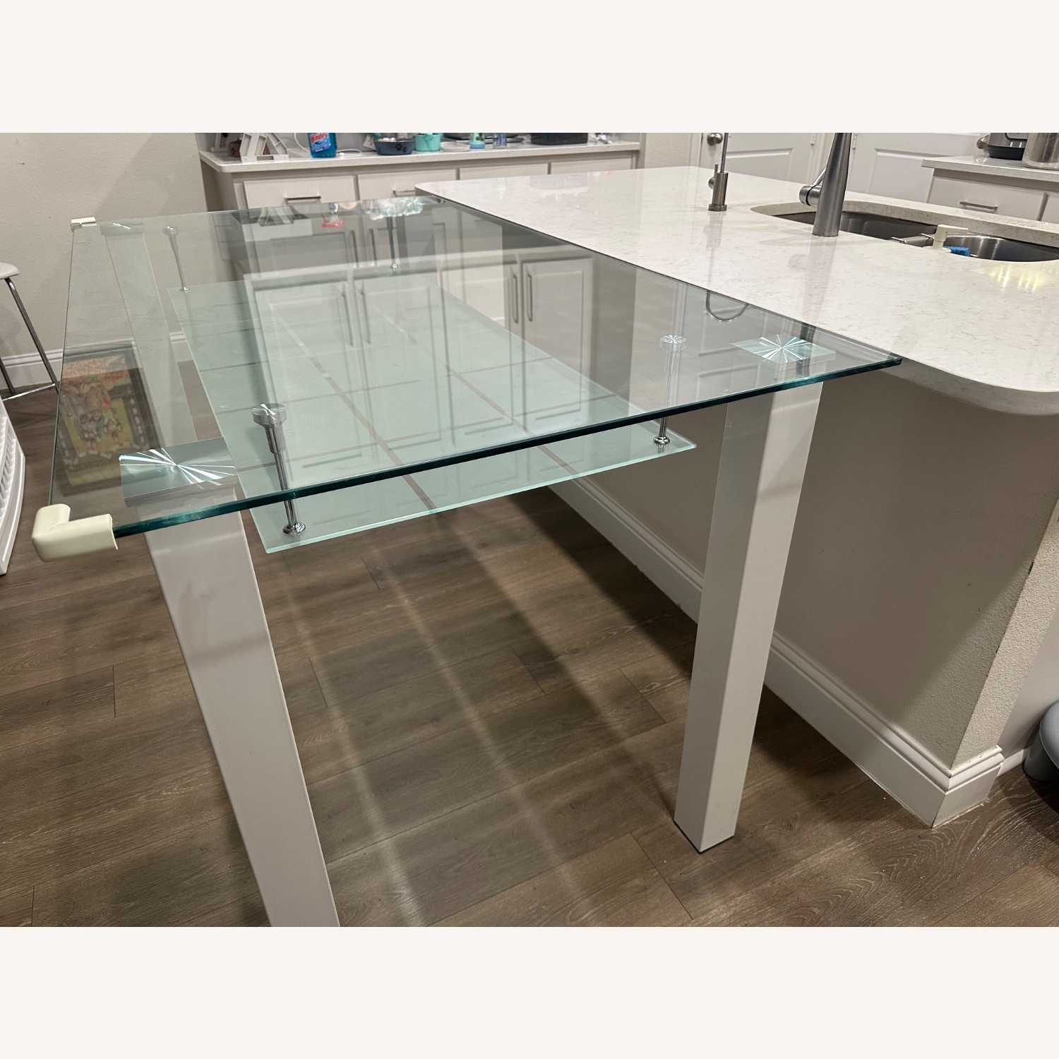 Counter Height White Glass Dining Table - image-3