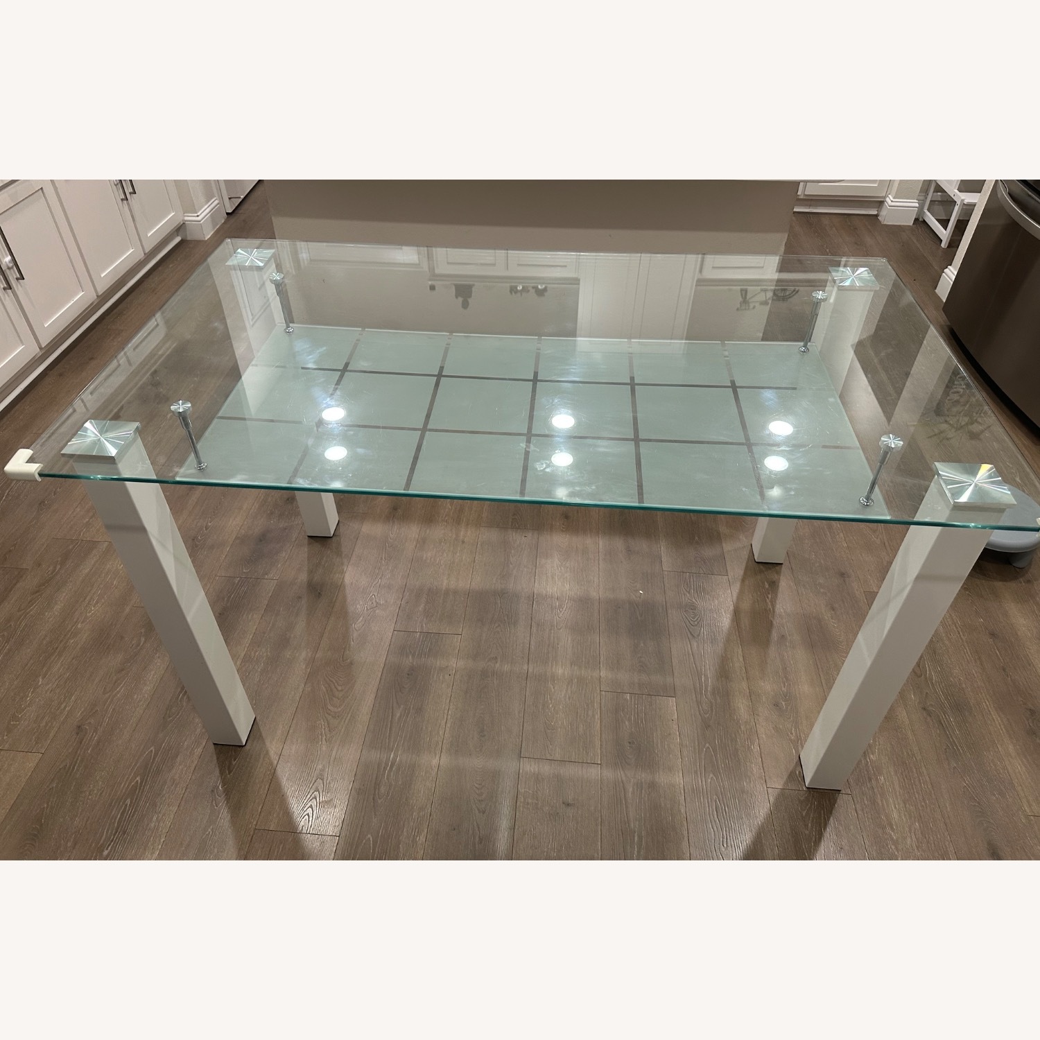 Counter Height White Glass Dining Table - image-4