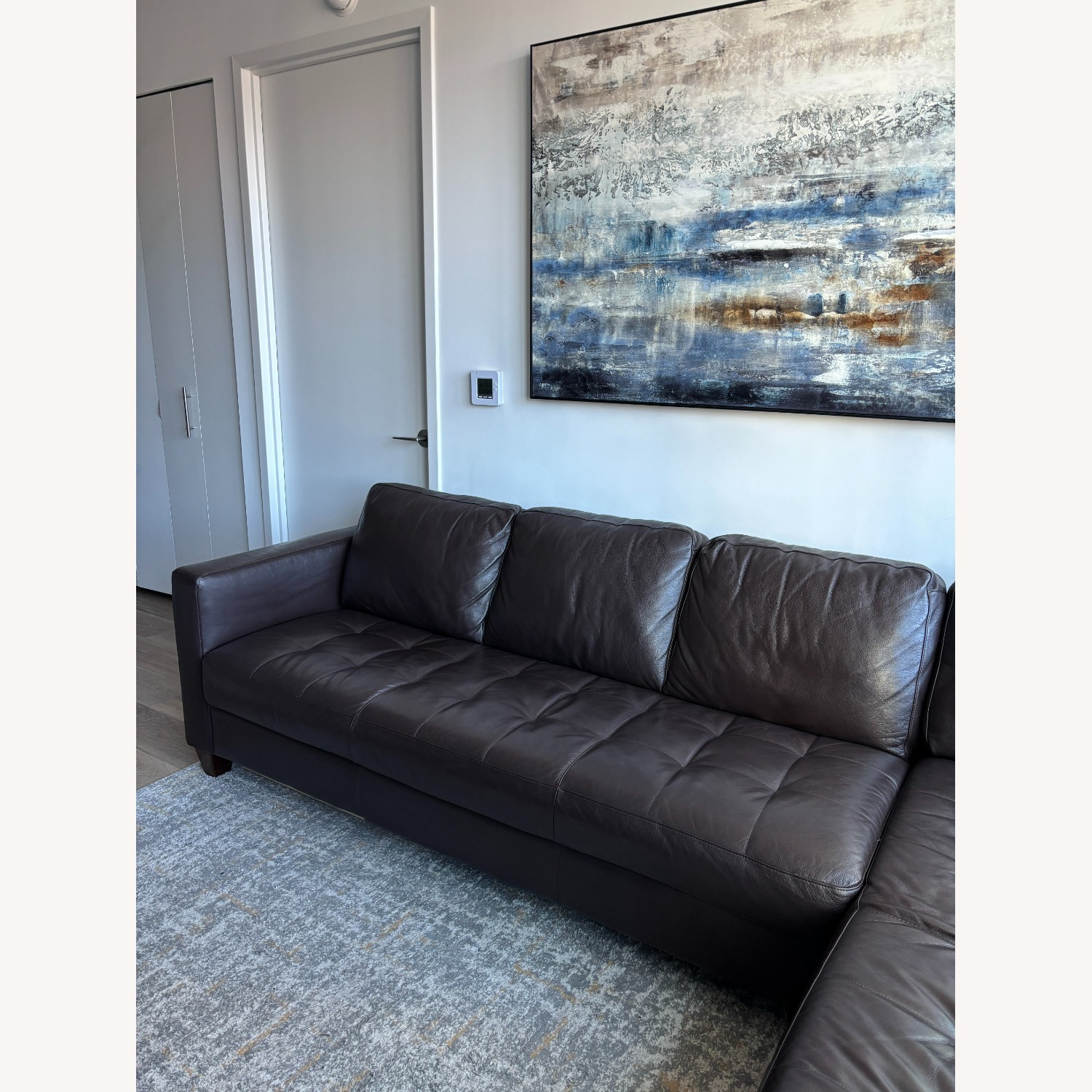 Dark Brown Leather 2 Piece Sectional - image-4