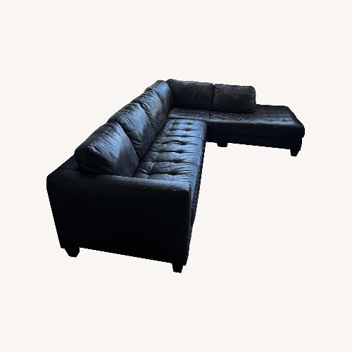 Used Dark Brown Leather 2 Piece Sectional for sale on AptDeco