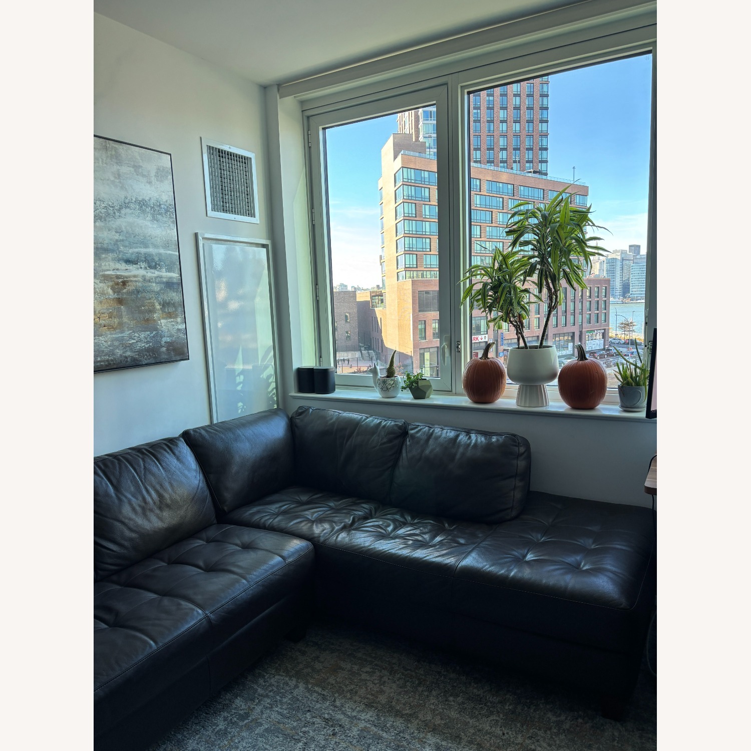 Dark Brown Leather 2 Piece Sectional - image-3