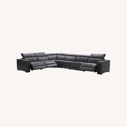 Used Macy's Dark Gray Leather 3+ Piece Sectional for sale on AptDeco