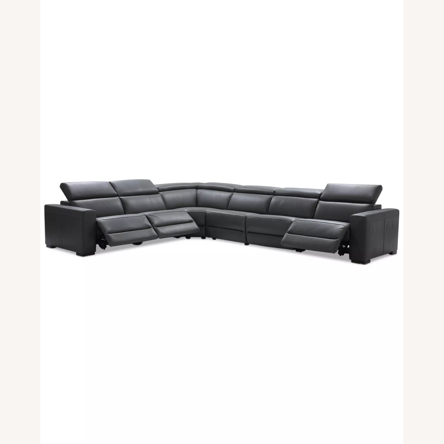 Macy's Dark Gray Leather 3+ Piece Sectional - image-5