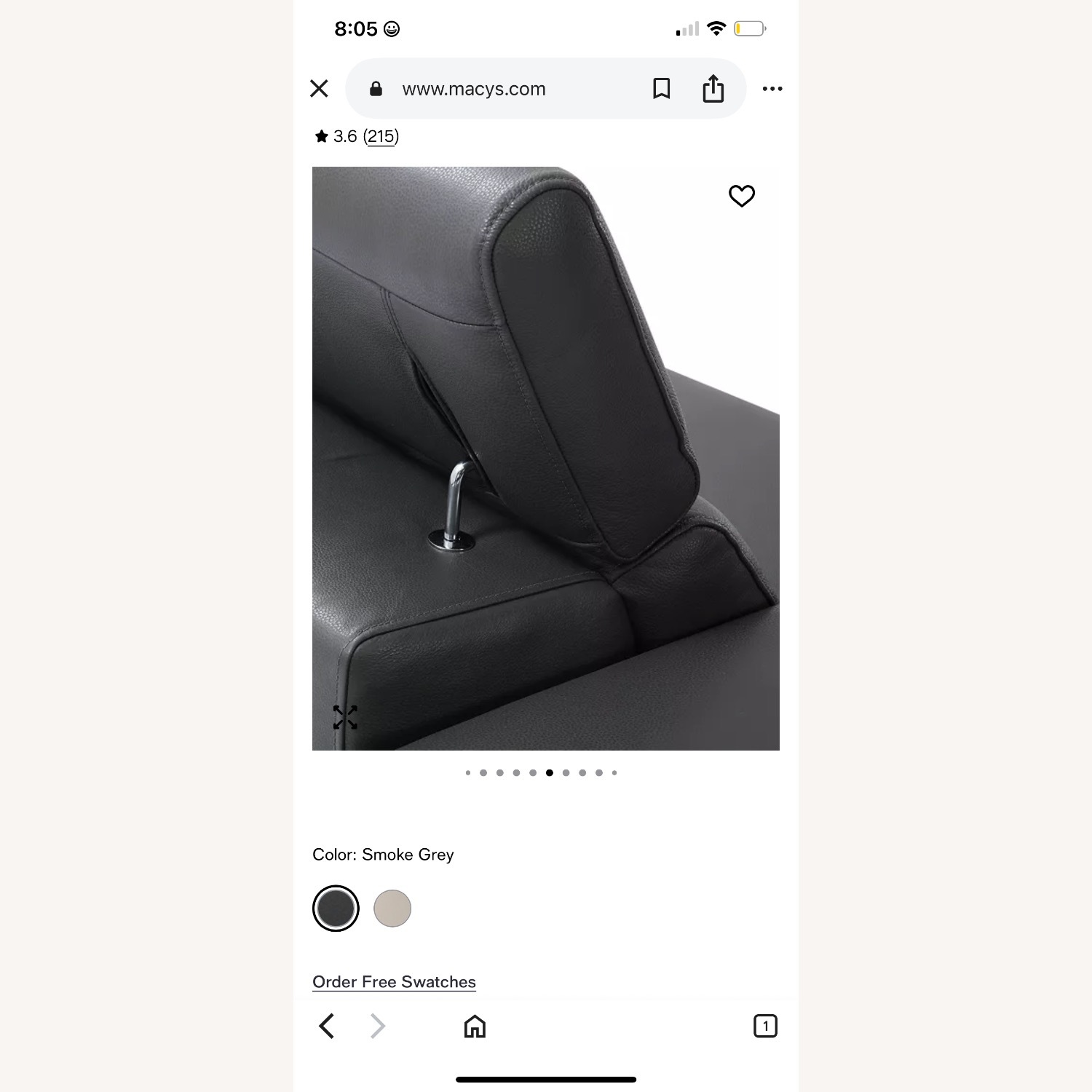 Macy's Dark Gray Leather 3+ Piece Sectional - image-4