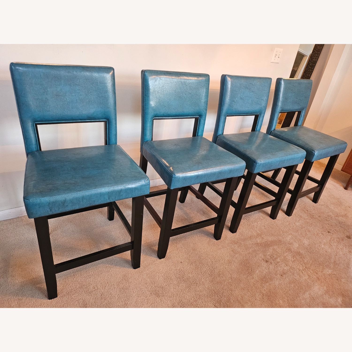 Wayfair Veda Turquoise Leather Stools - image-1
