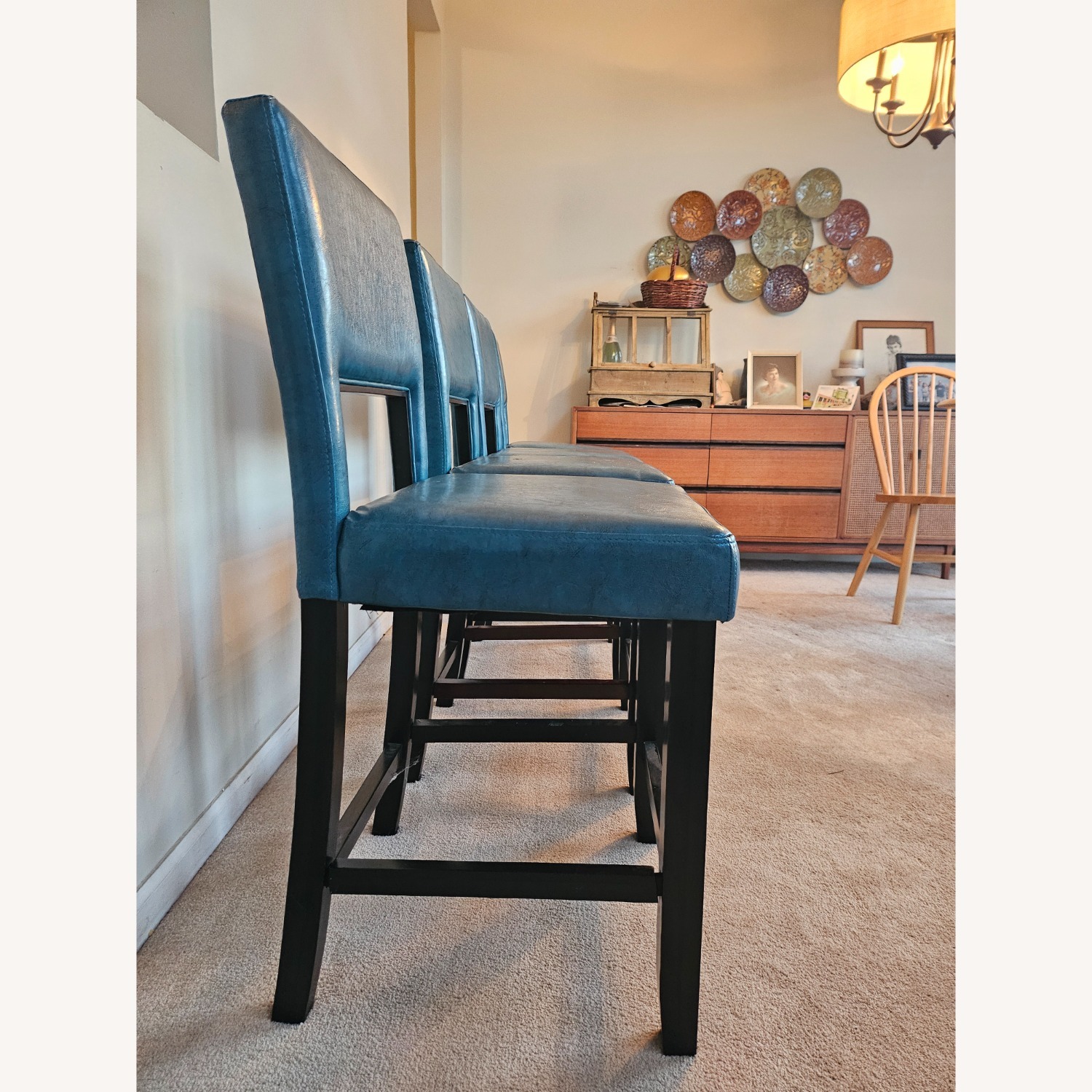 Wayfair Veda Turquoise Leather Stools - image-3