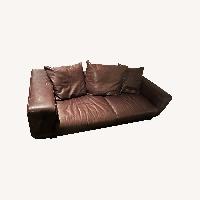 Natuzzi Dark Brown Leather 2 Piece Sectional