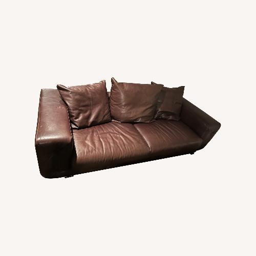Used Natuzzi Dark Brown Leather 2 Piece Sectional for sale on AptDeco