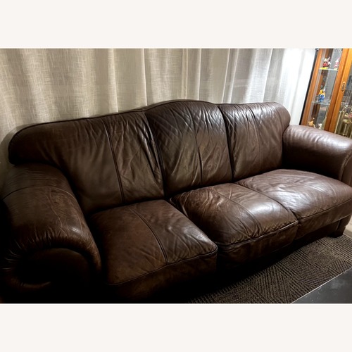 Used Dark Brown Leather 3+ Seater Sofa for sale on AptDeco